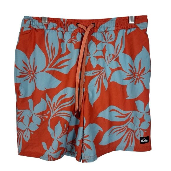 Quiksilver Men's S Brief Lined Board Shorts Hybrid Orange Tropical Inseam 6.5" - Picture 1 of 14
